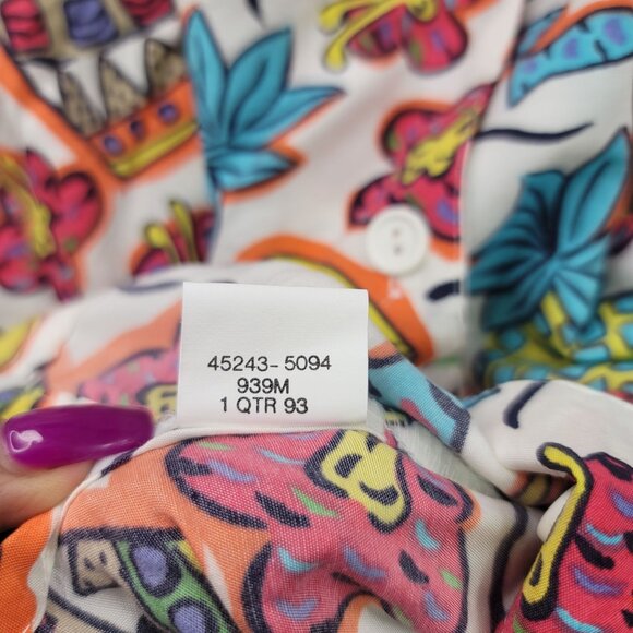 90s Deadstock Dockers By Levis Sugar Shack Short Slv Button Tropical Fruit Shirt - Picture 7 of 11